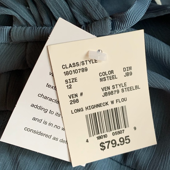 David’s Bridal Junior Bridesmaid Dress Steel Blue - Picture 5 of 8